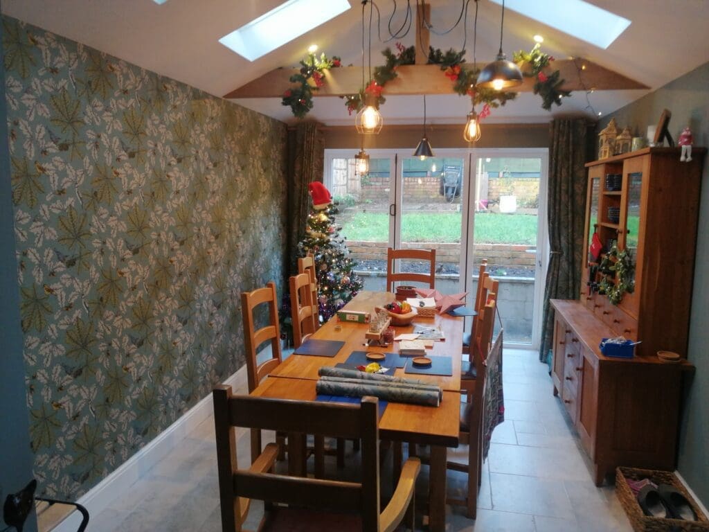 Completed dining room in a rear extension in Carlton, Nottingham