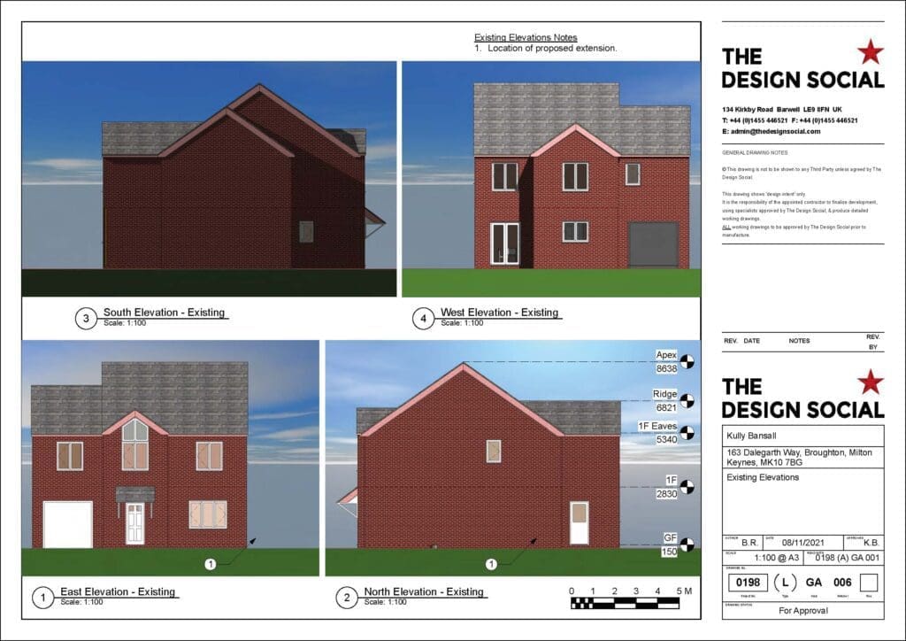 Sample planning drawing – existing elevations