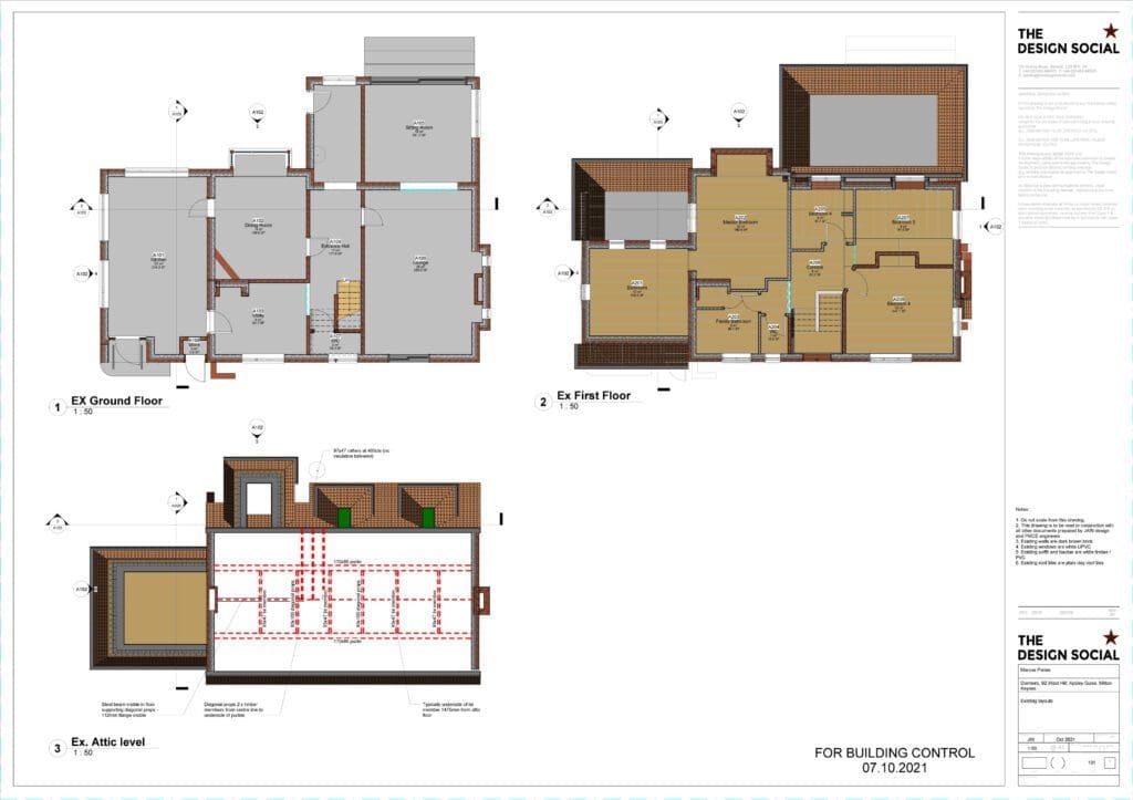 Sample building regulations drawing – existing layouts