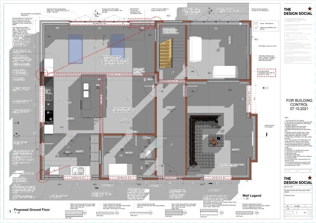 Sample building regulations drawing – proposed ground floor
