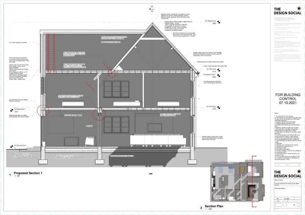 Sample building regulations drawing – proposed section