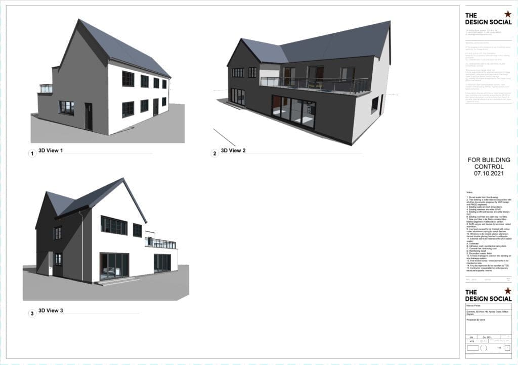 Sample building regulations drawing – proposed 3D views