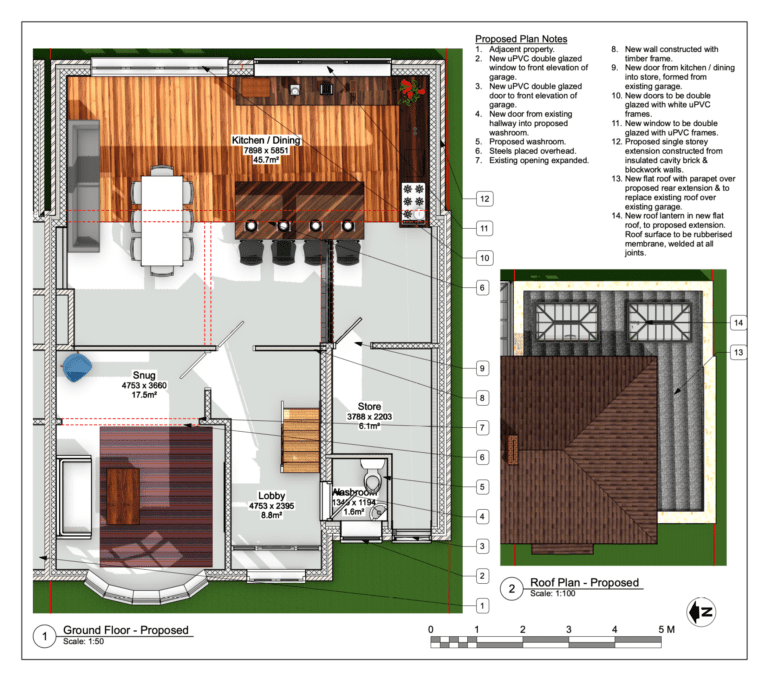 garage conversion rear extension planning application building regulations plan