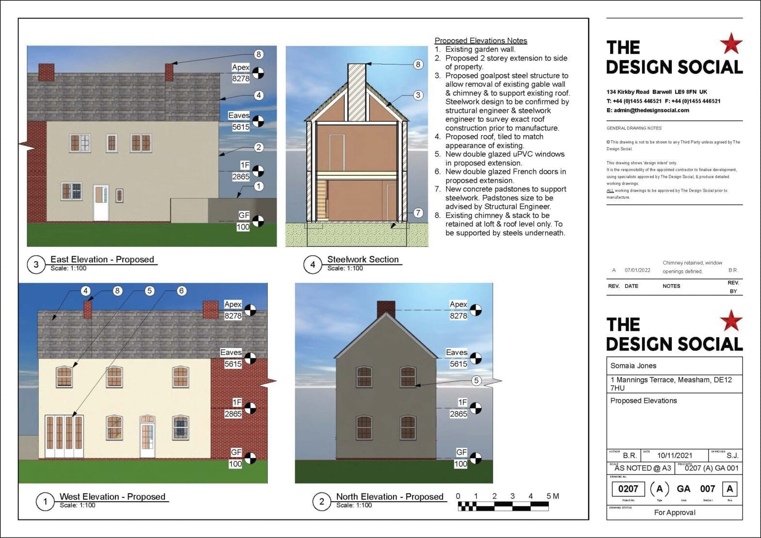 side extension planning application section elevation