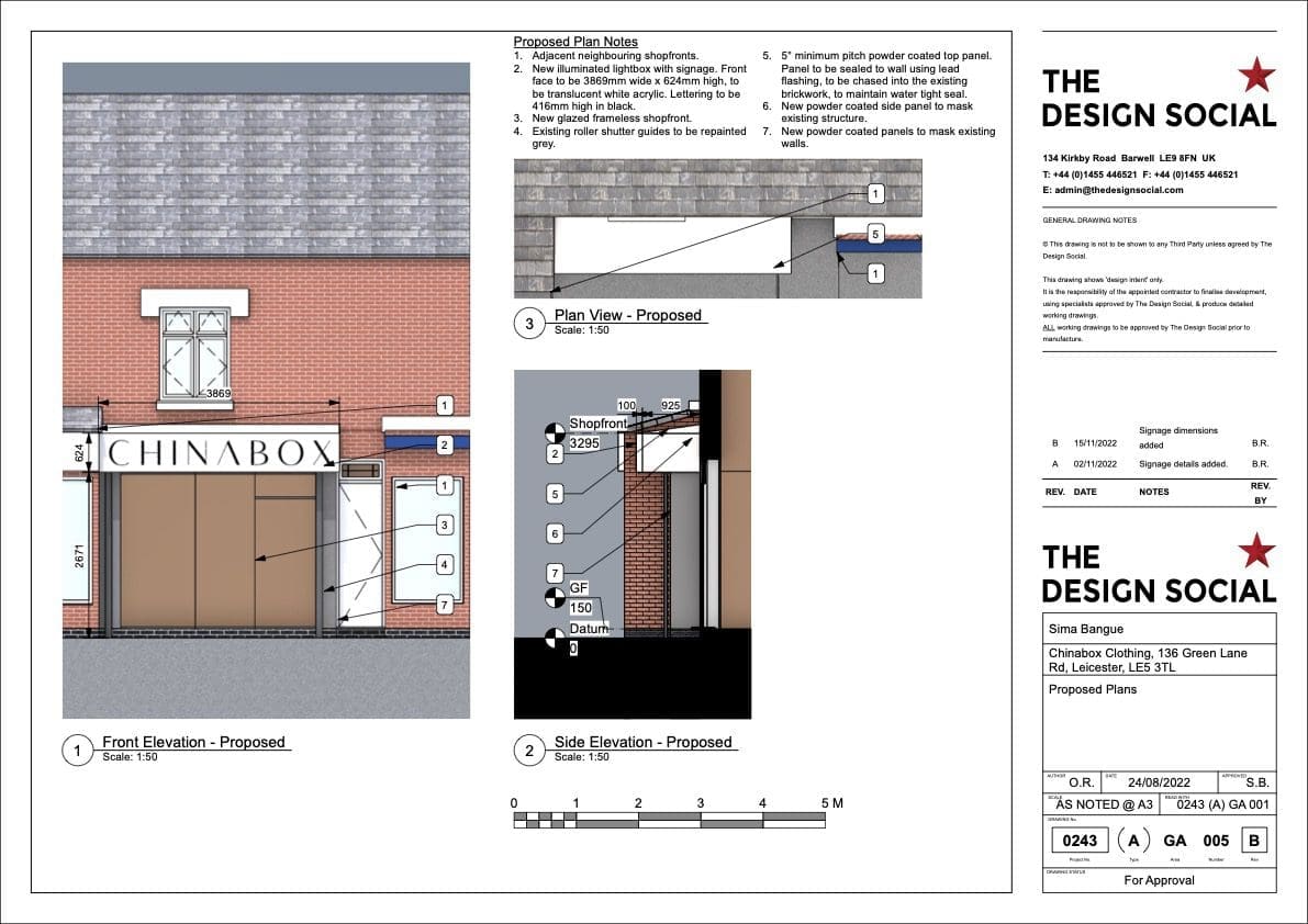 shop front redesign planning application elevation