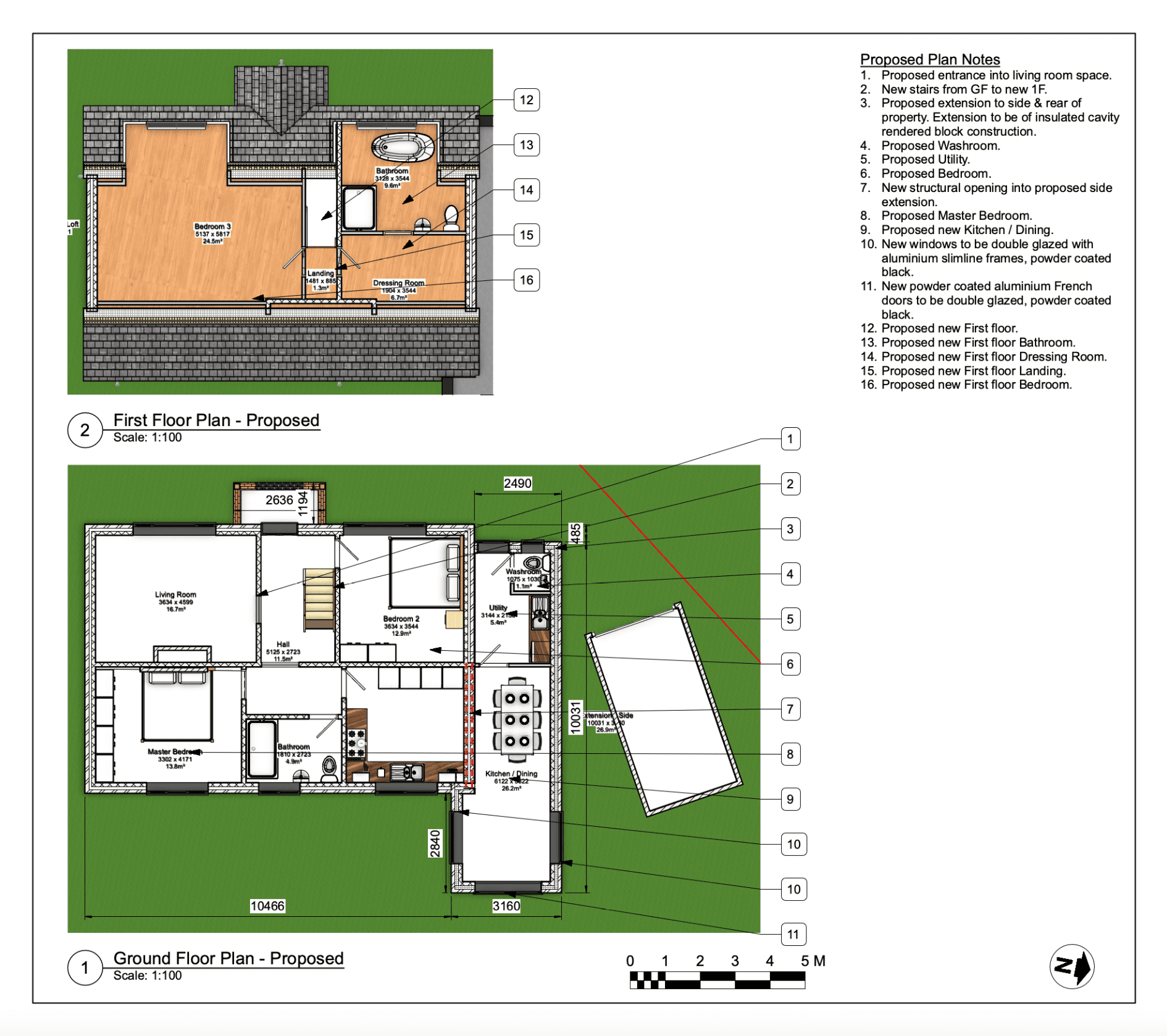 loft conversion side extension planning application plan