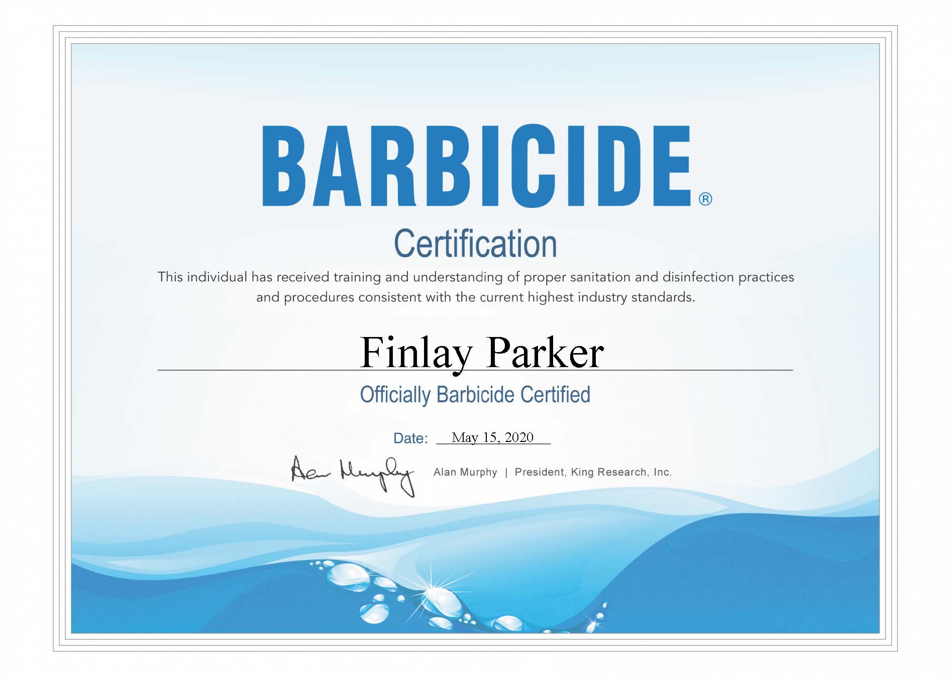 Barbicide-Certification Barbicide Certification