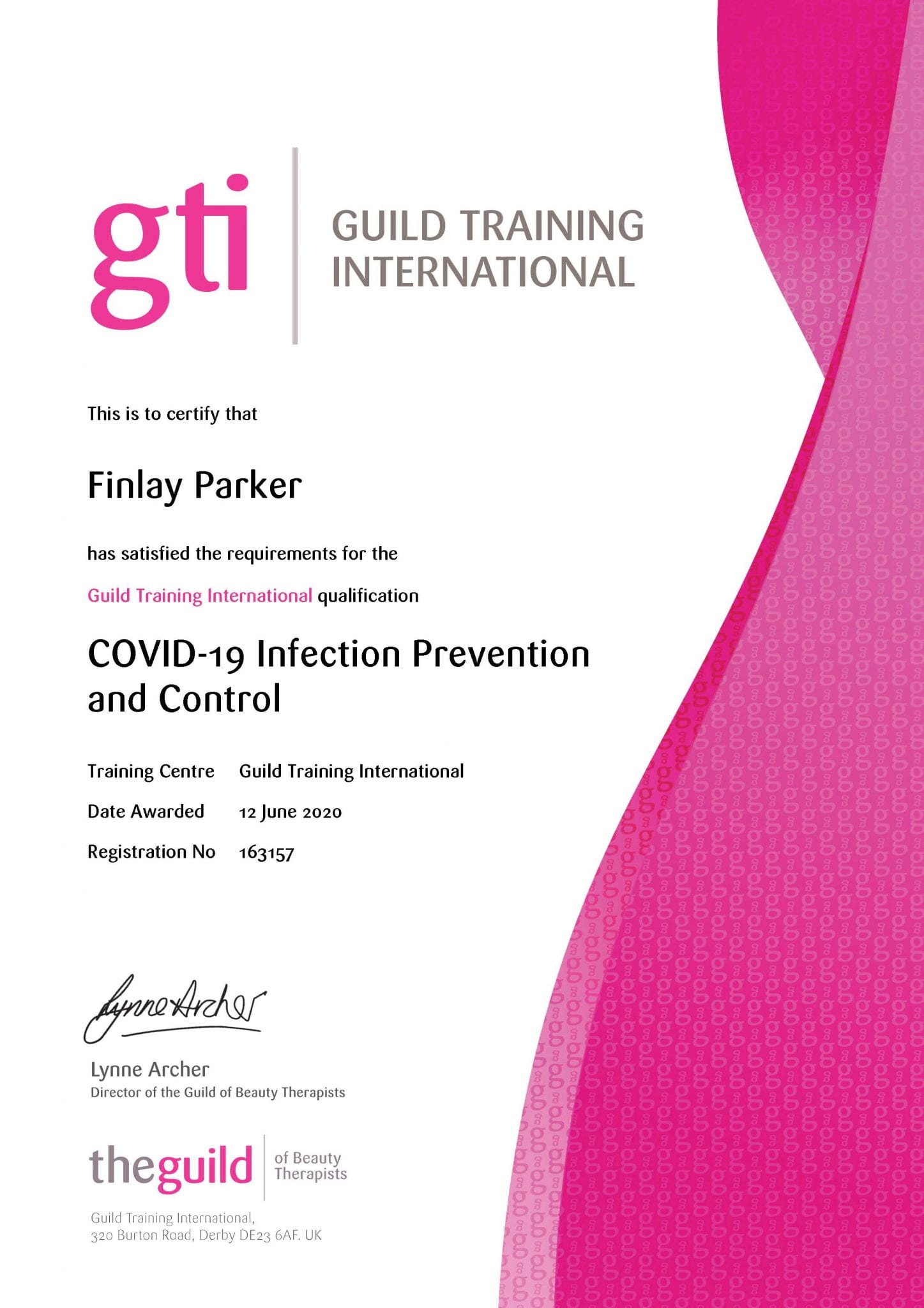 GTI Covid Infection Prevention Certification